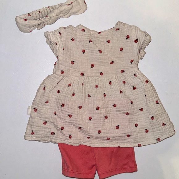 Baby Girl 3-6M matching set with headband - Picture 2 of 6